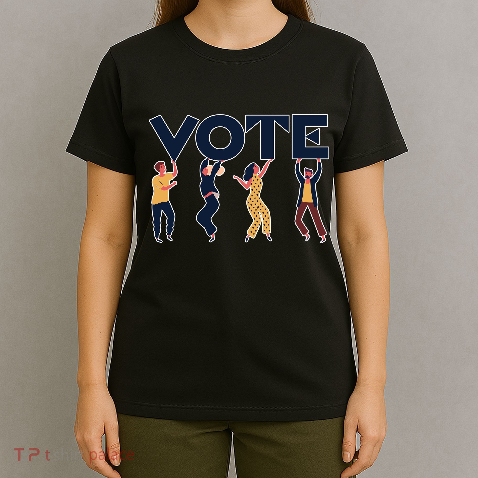 People Holding VOTE Letters Blue And Gold version T-Shirt