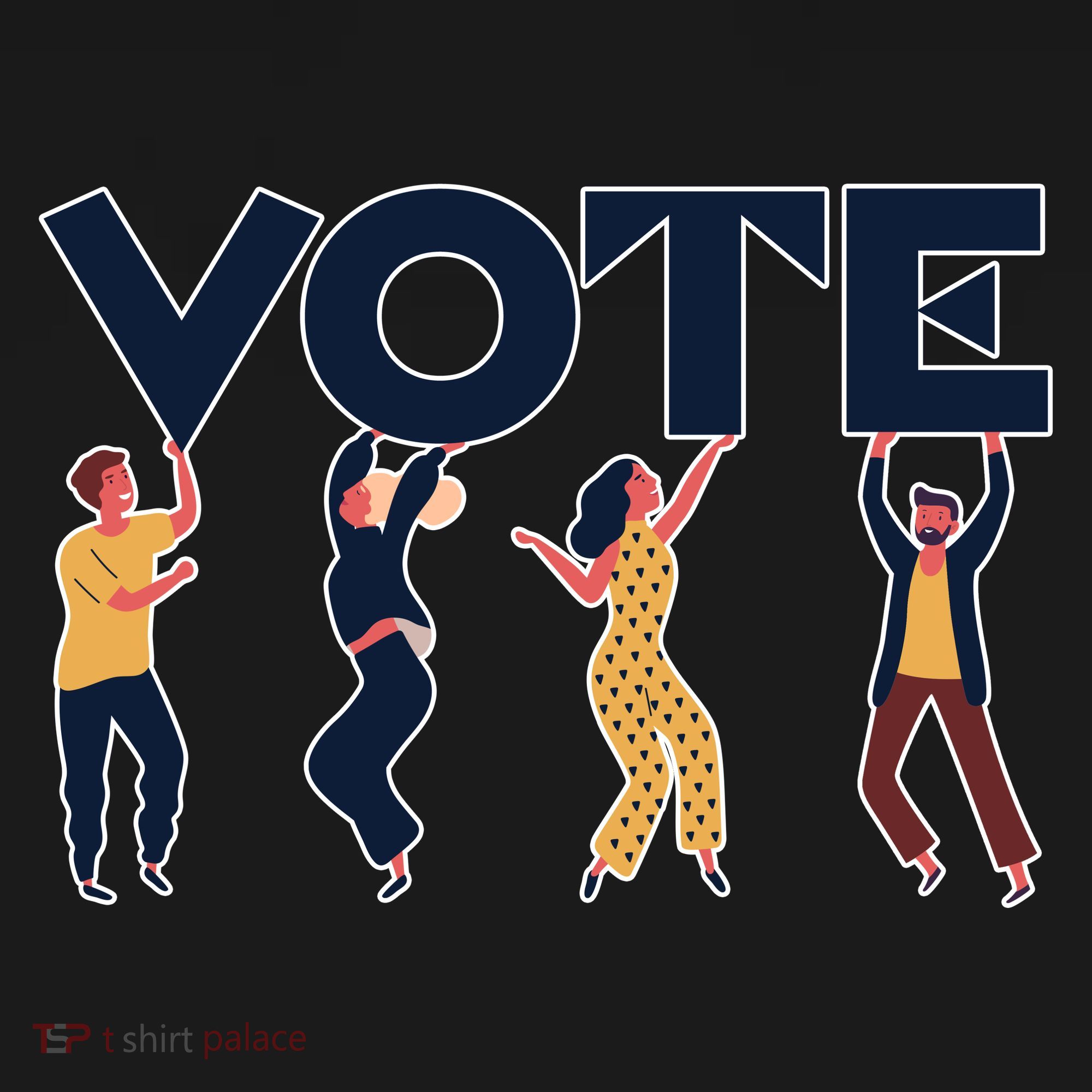 People Holding VOTE Letters Blue And Gold version Coaster