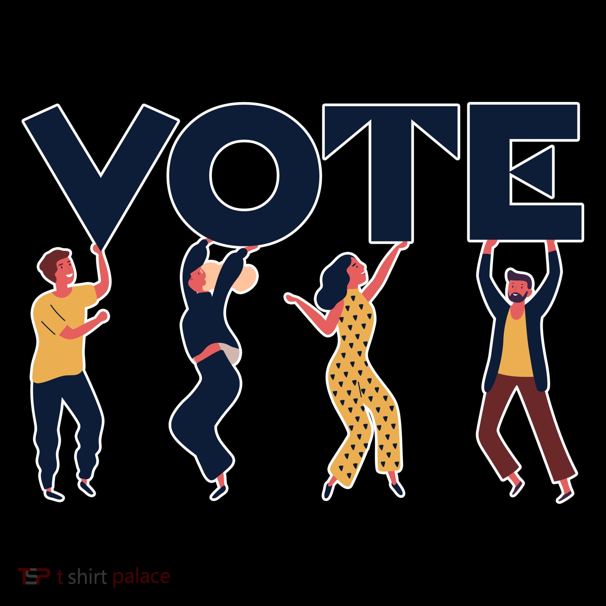 People Holding VOTE Letters Blue And Gold version Ornament