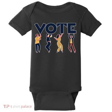 People Holding VOTE Letters Blue And Gold version Baby Bodysuit