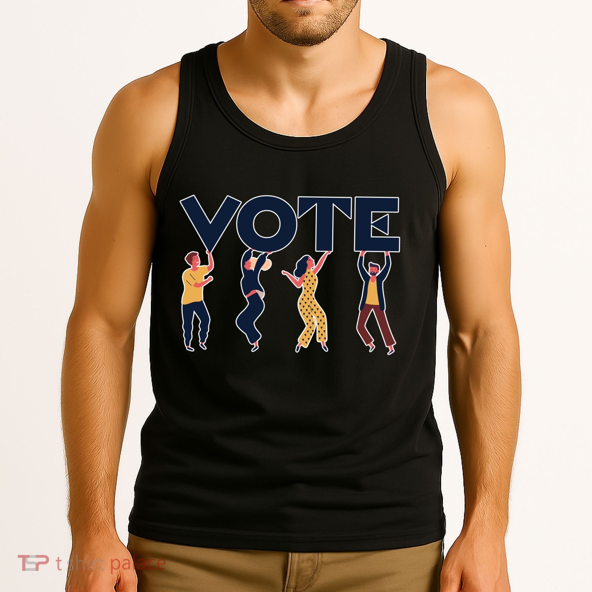 People Holding VOTE Letters Blue And Gold version Tank Top