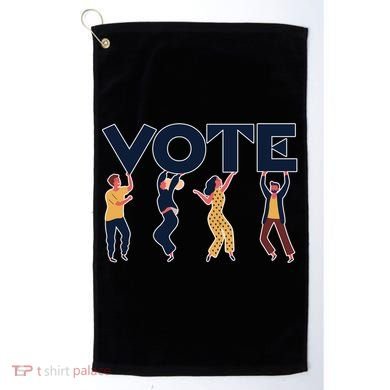 People Holding VOTE Letters Blue And Gold version Golf Towel