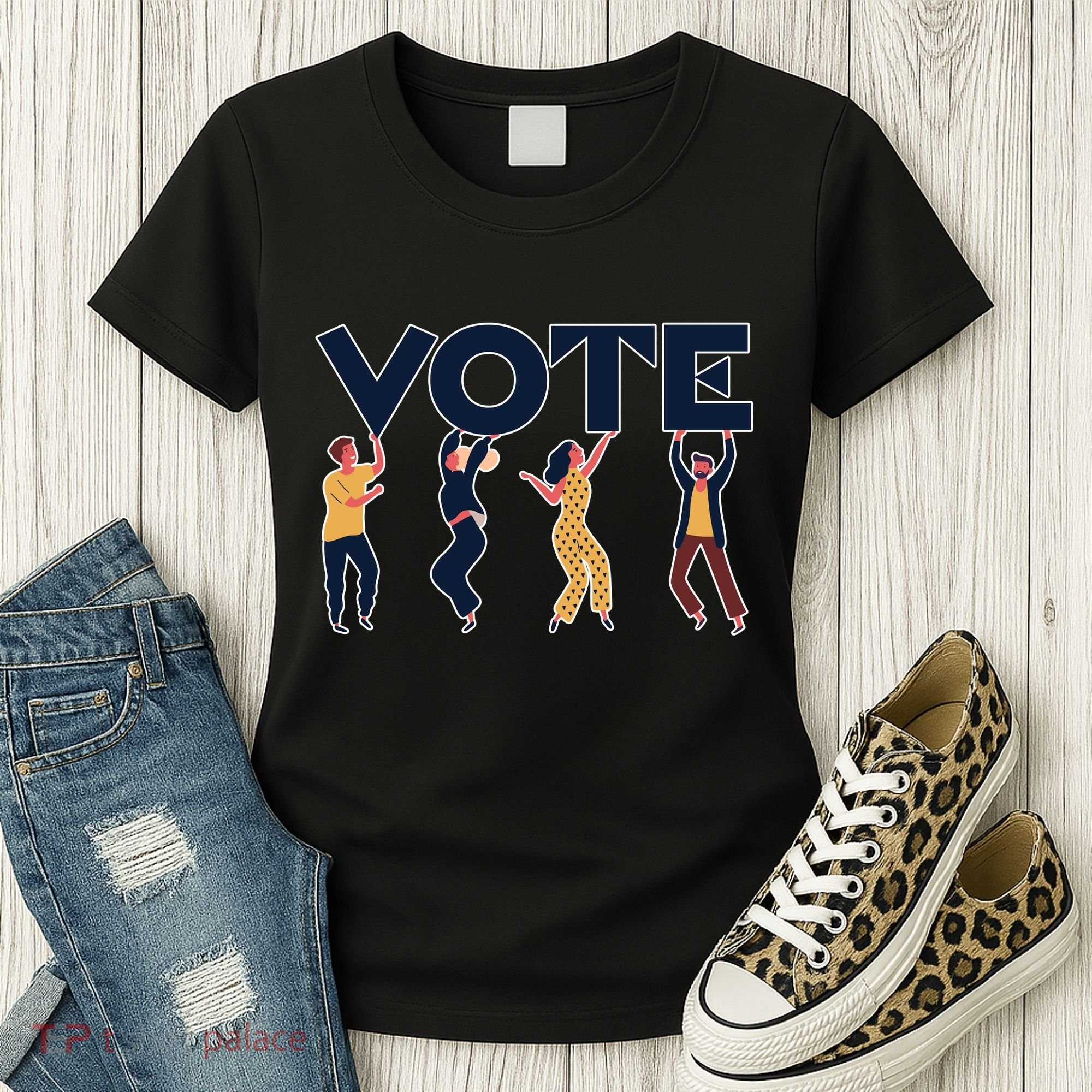 People Holding VOTE Letters Blue And Gold version Women's T-Shirt