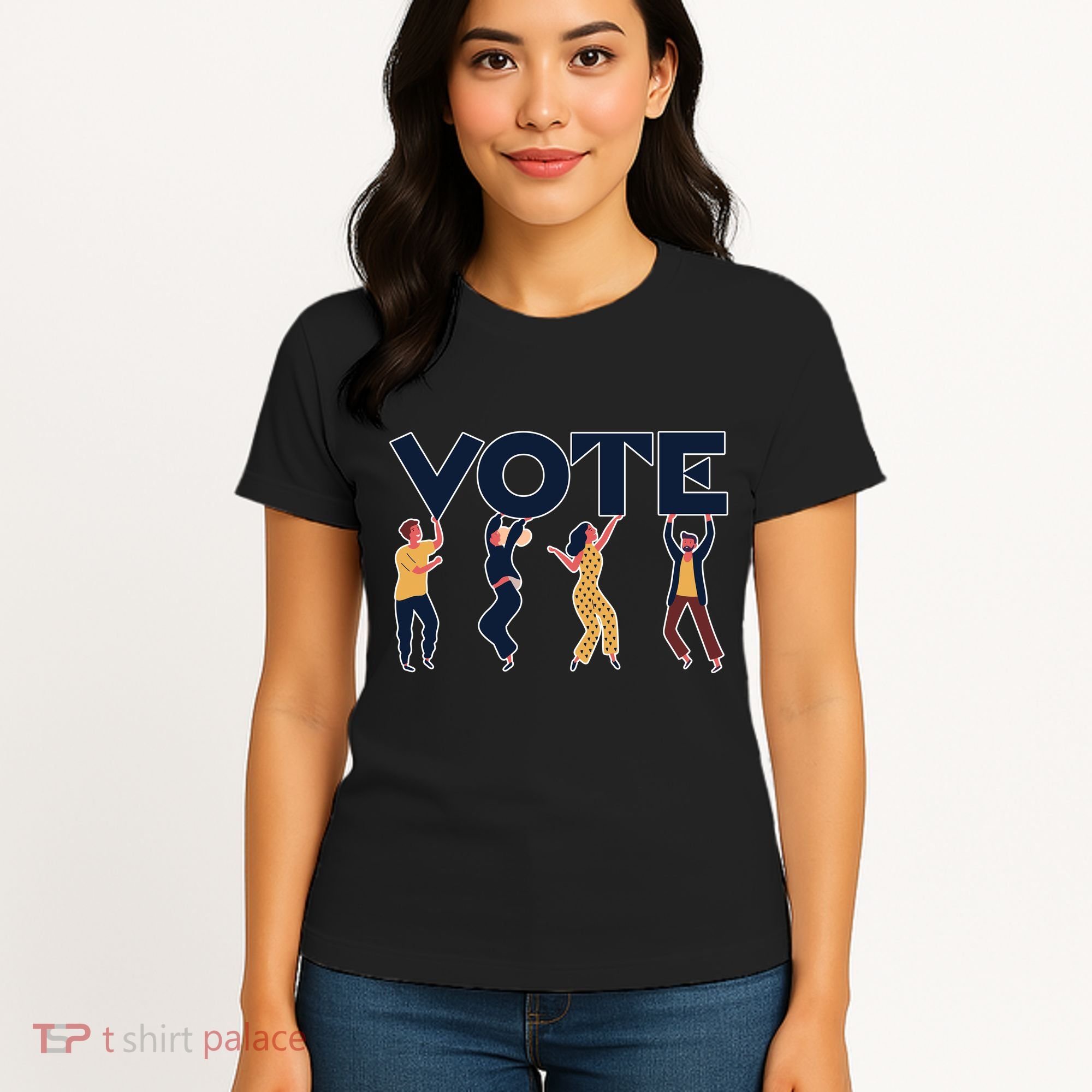 People Holding VOTE Letters Blue And Gold version Women's T-Shirt