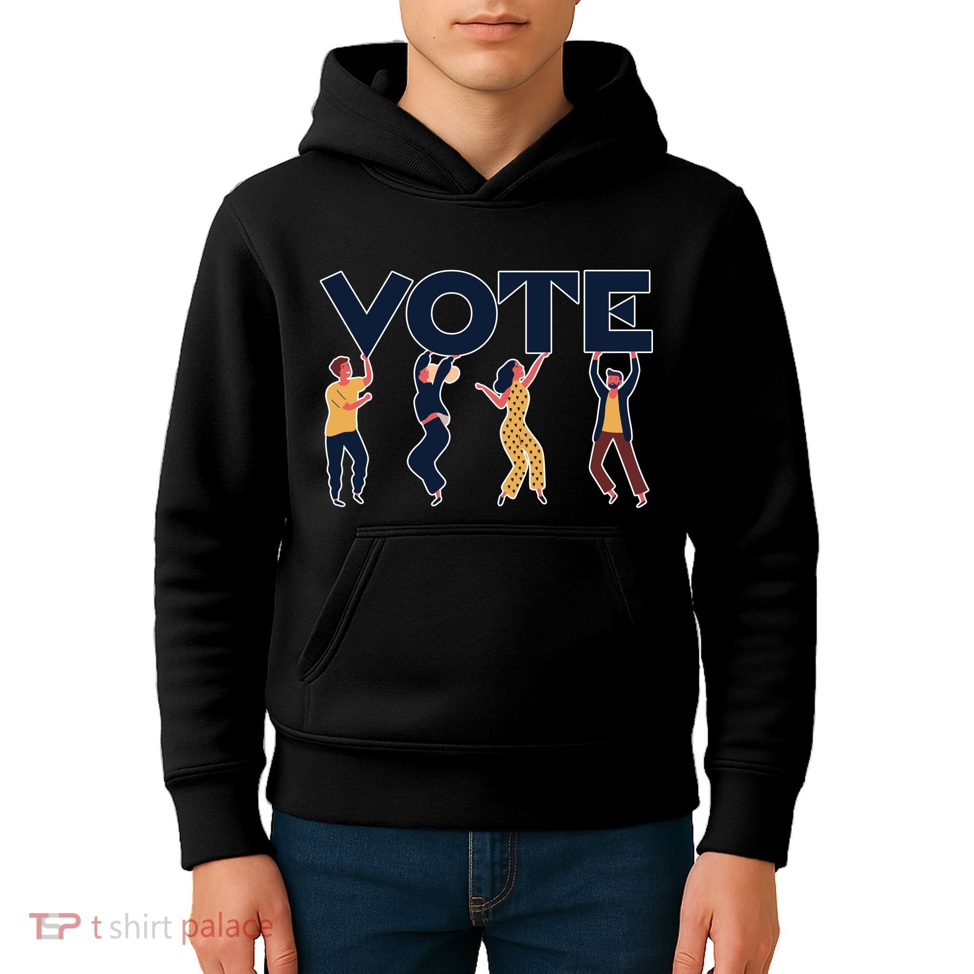 People Holding VOTE Letters Blue And Gold version Kids Hoodie