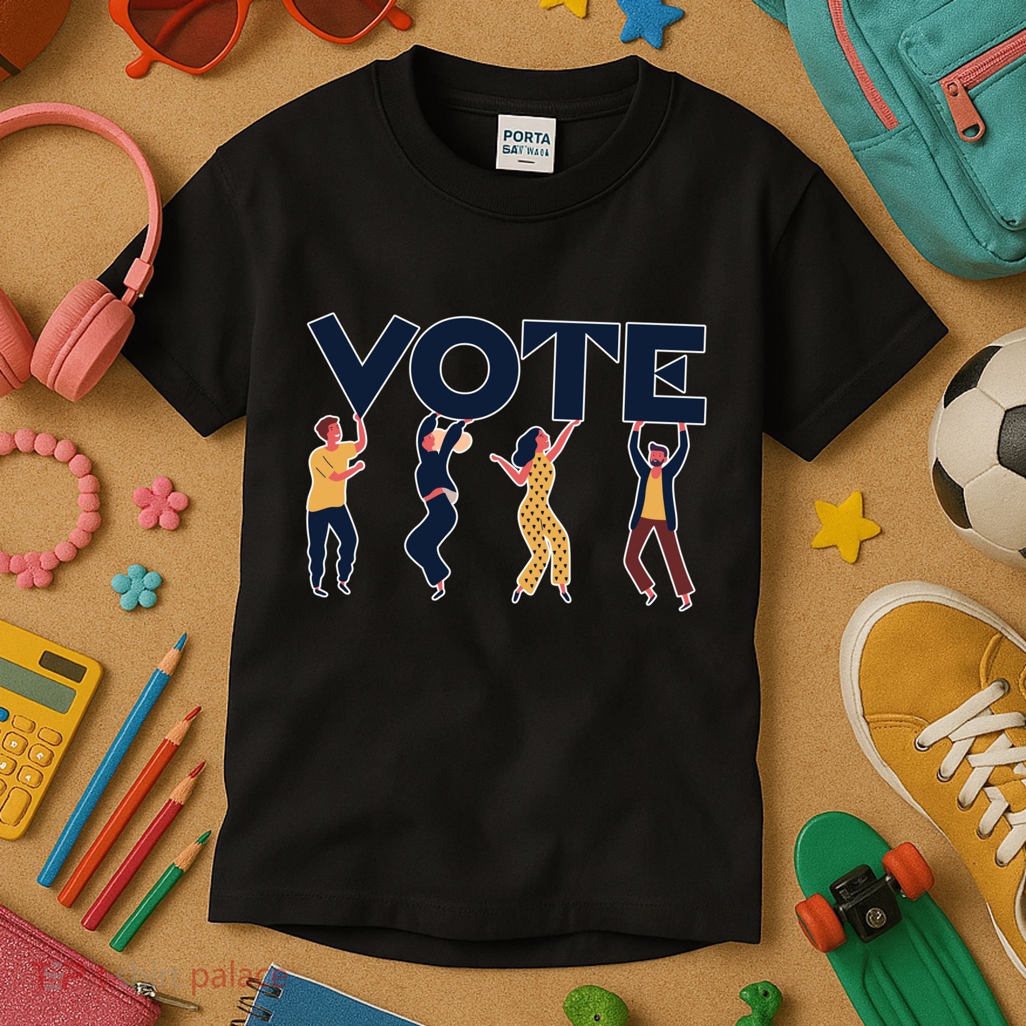 People Holding VOTE Letters Blue And Gold version Kids T-Shirt