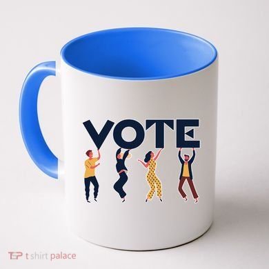 People Holding VOTE Letters Blue And Gold version Coffee Mug