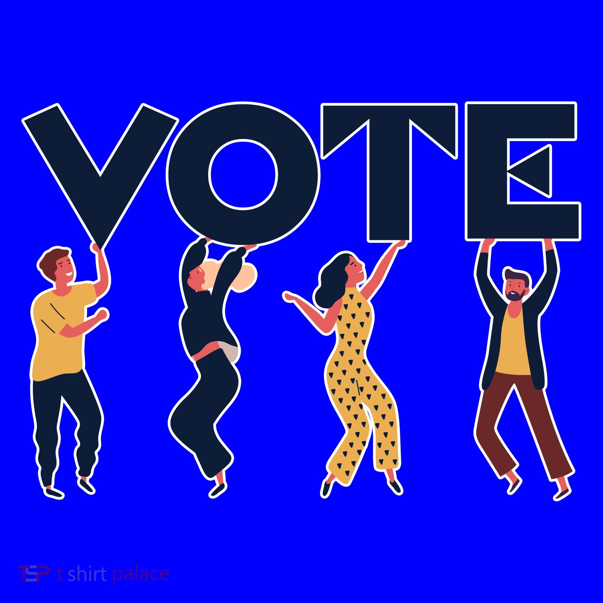 People Holding VOTE Letters Blue And Gold version Coffee Mug