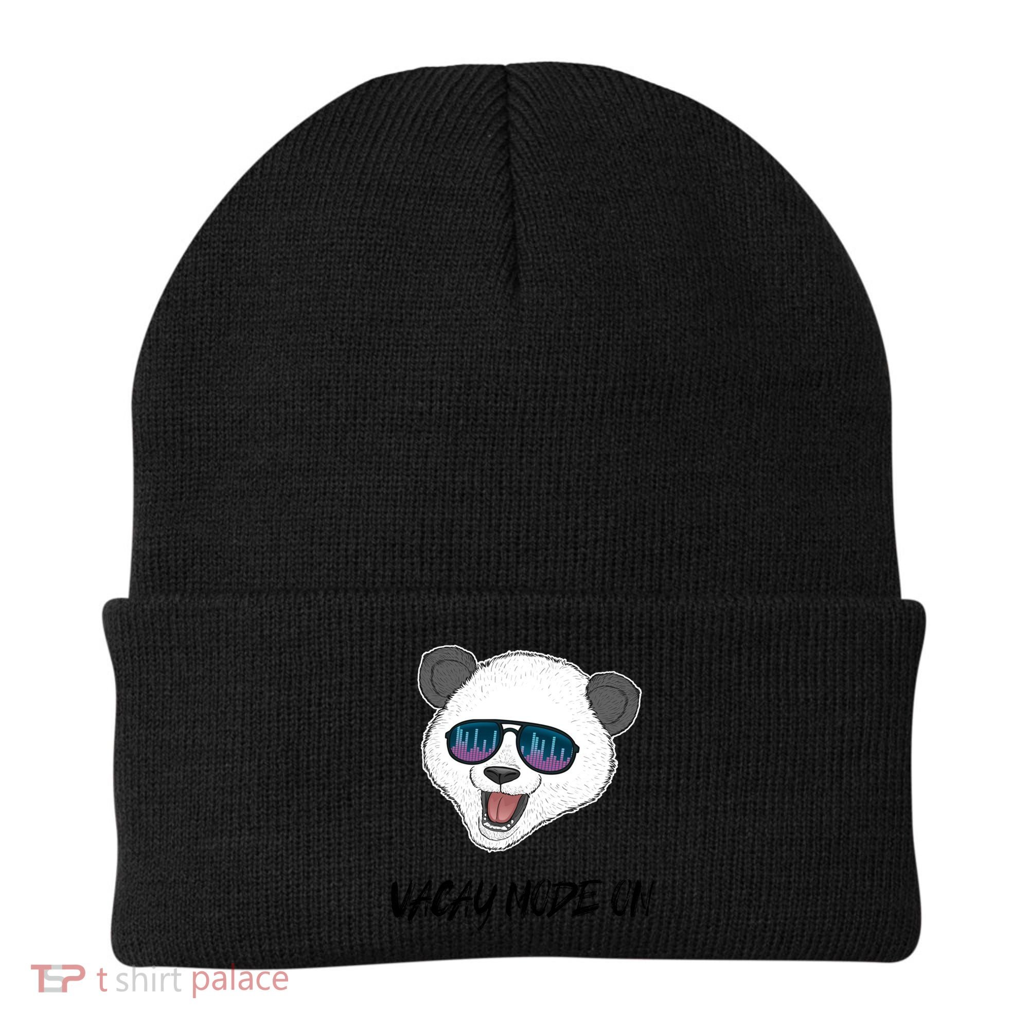 Panda Equalizer Party Rave Techno Vacation Vacay Mode On Gift Beanie