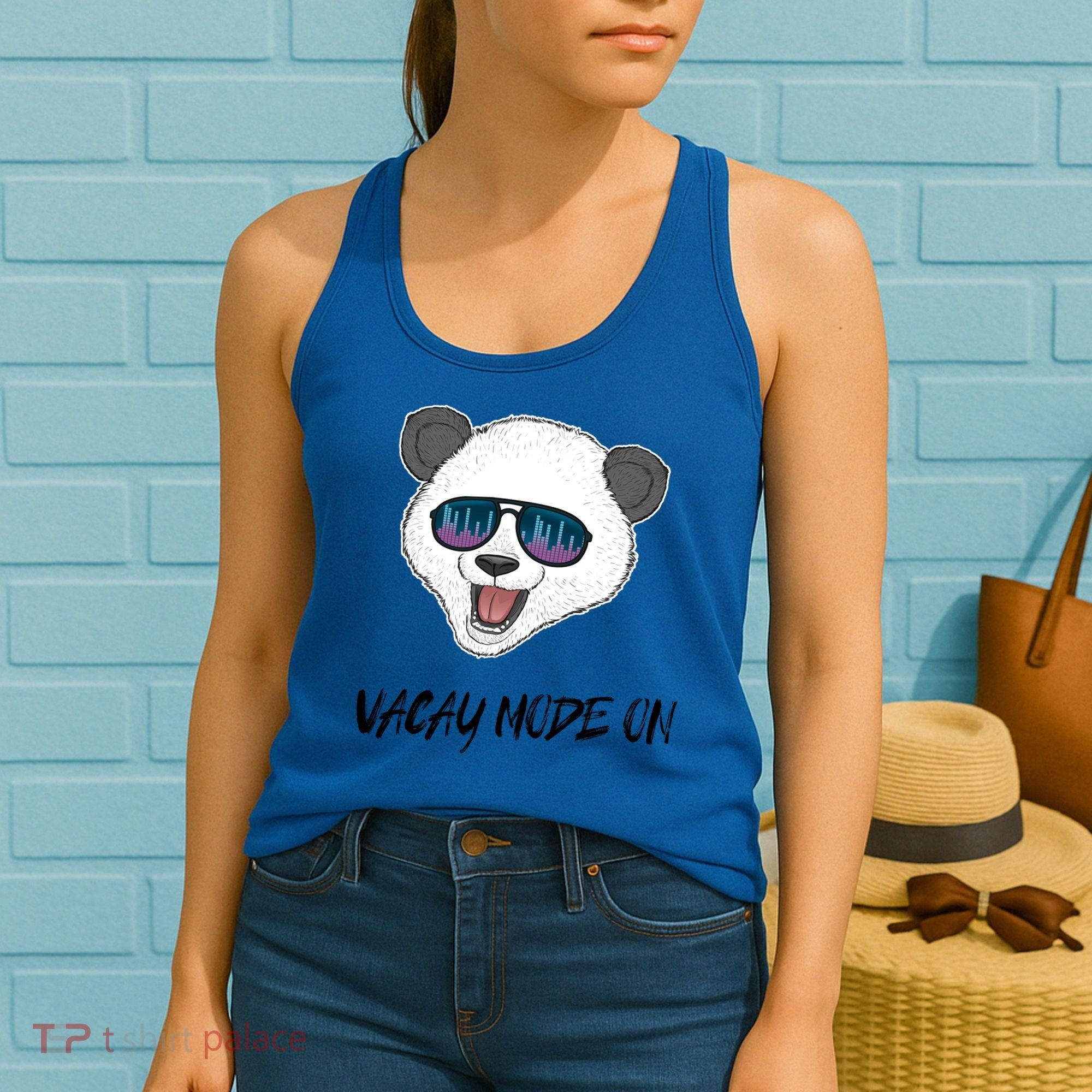 Panda Equalizer Party Rave Techno Vacation Vacay Mode On Gift Women's Tank Top