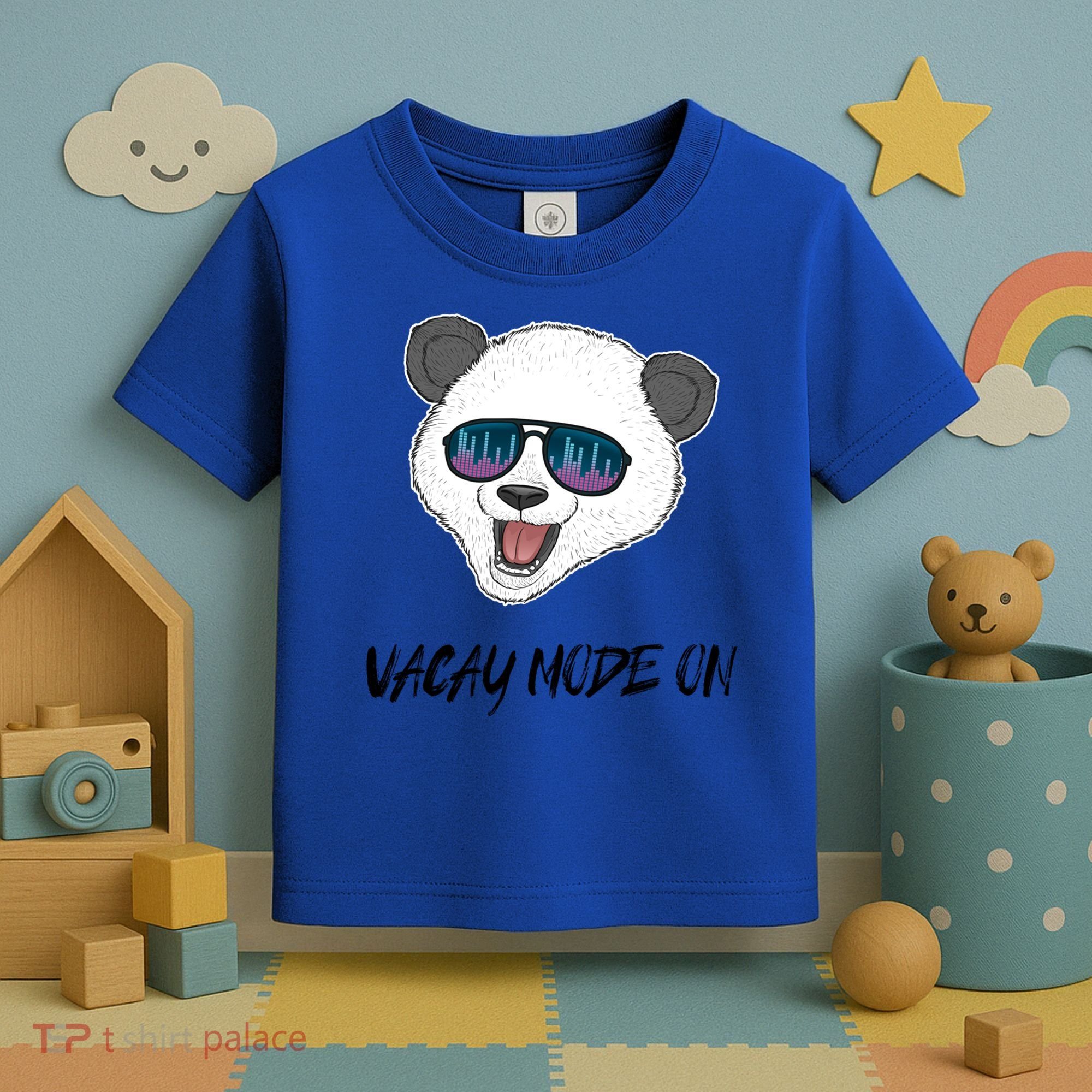 Panda Equalizer Party Rave Techno Vacation Vacay Mode On Gift Toddler T-Shirt