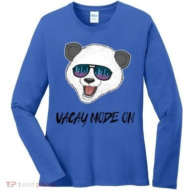 Panda Equalizer Party Rave Techno Vacation Vacay Mode On Gift Women's Long Sleeve Shirt