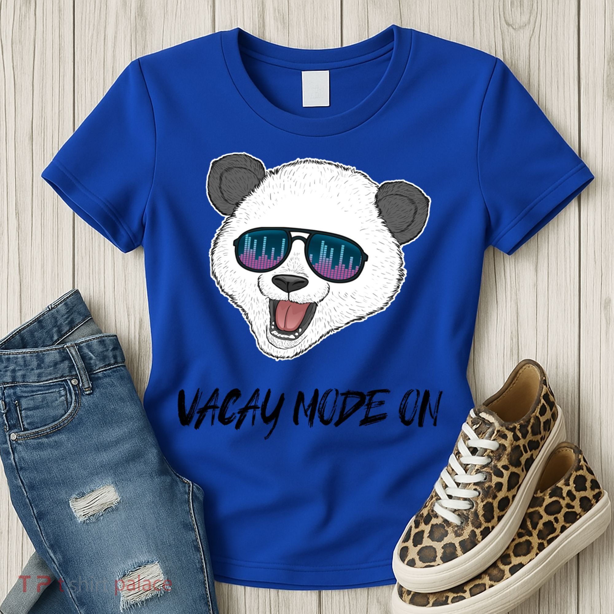 Panda Equalizer Party Rave Techno Vacation Vacay Mode On Gift Women's T-Shirt