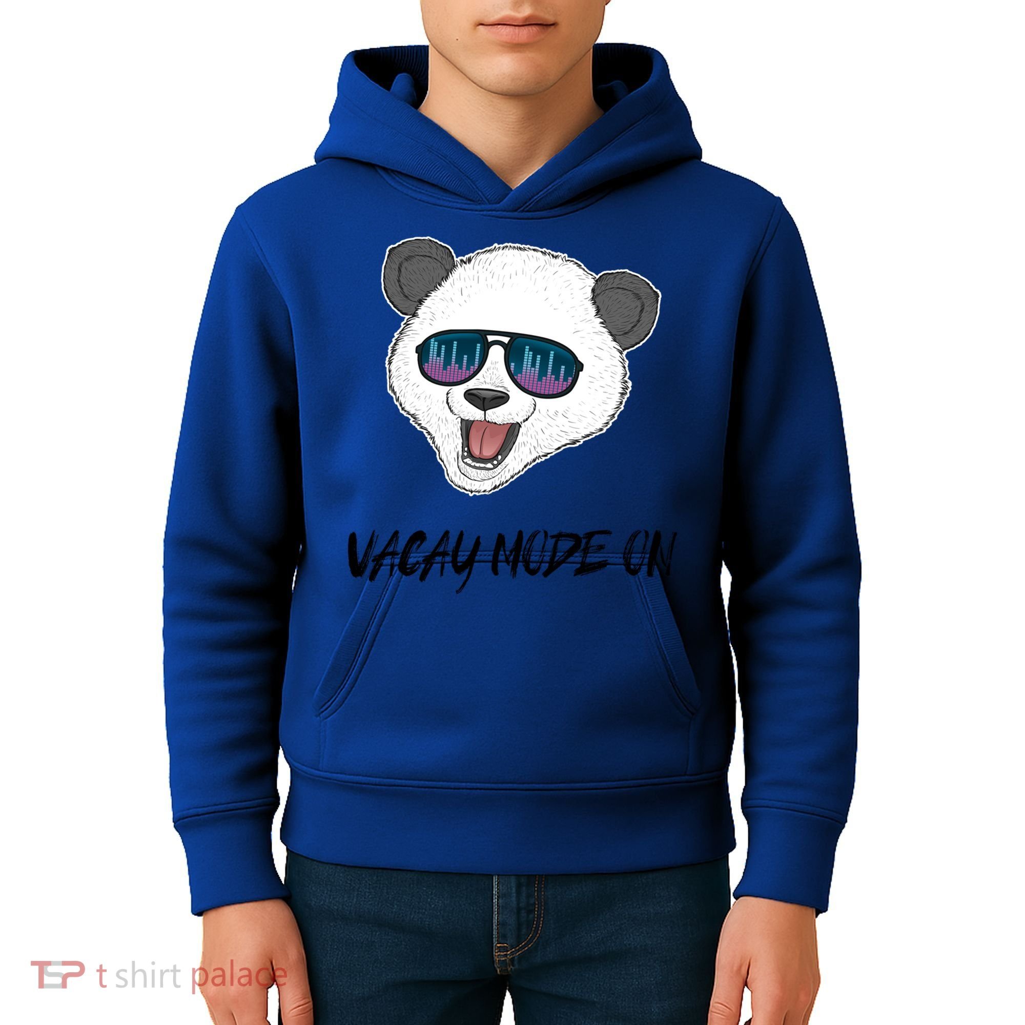Panda Equalizer Party Rave Techno Vacation Vacay Mode On Gift Kids Hoodie