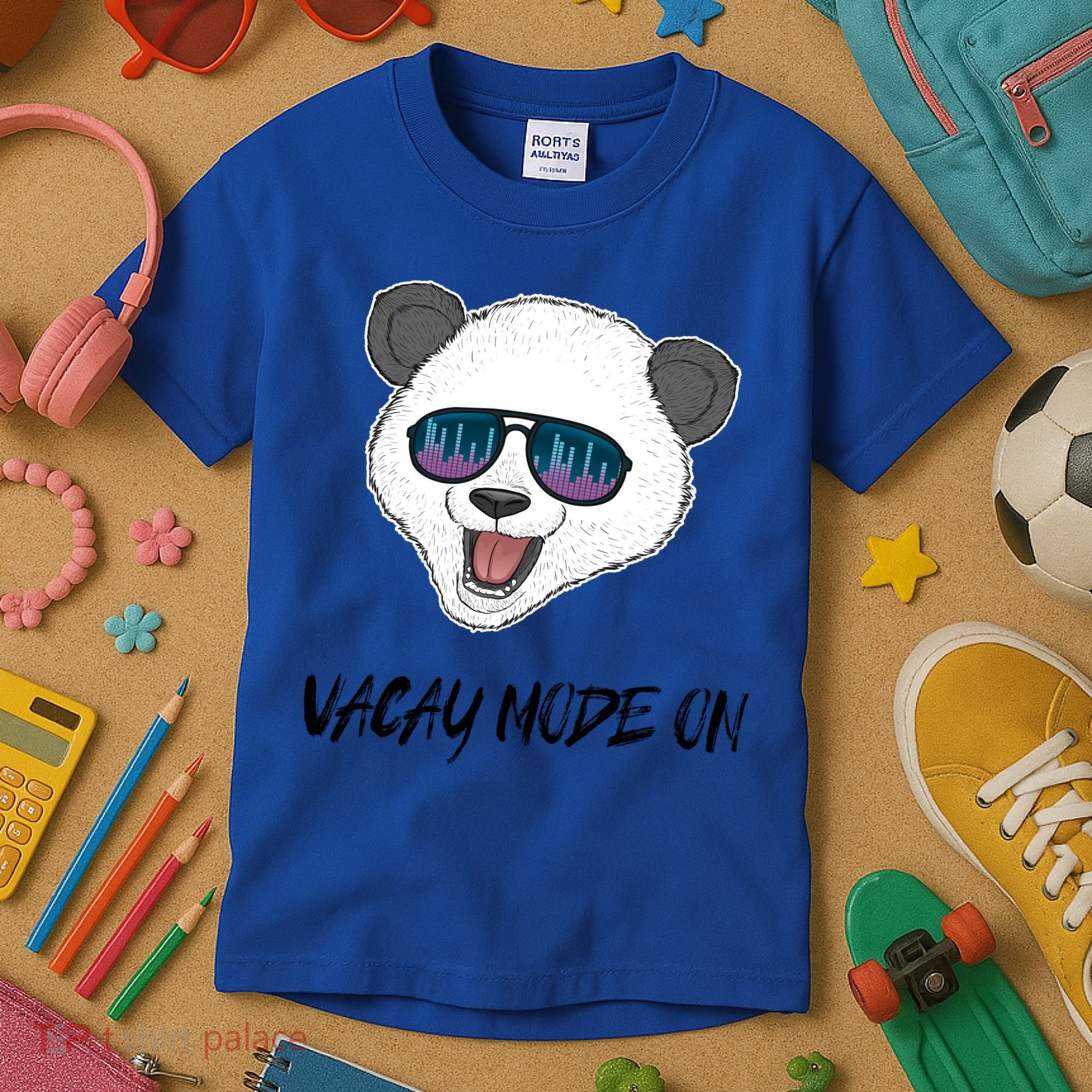 Panda Equalizer Party Rave Techno Vacation Vacay Mode On Gift Kids T-Shirt