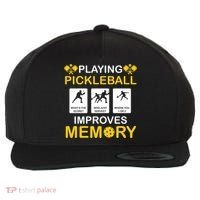 Pickleball Expert Playing Pickleball Improves Memory Gift Wool Snapback Cap thumb 0