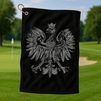 Polish Eagle Poland Coat Of Arms Polish Pride Retro Flag Golf Towel thumb 1