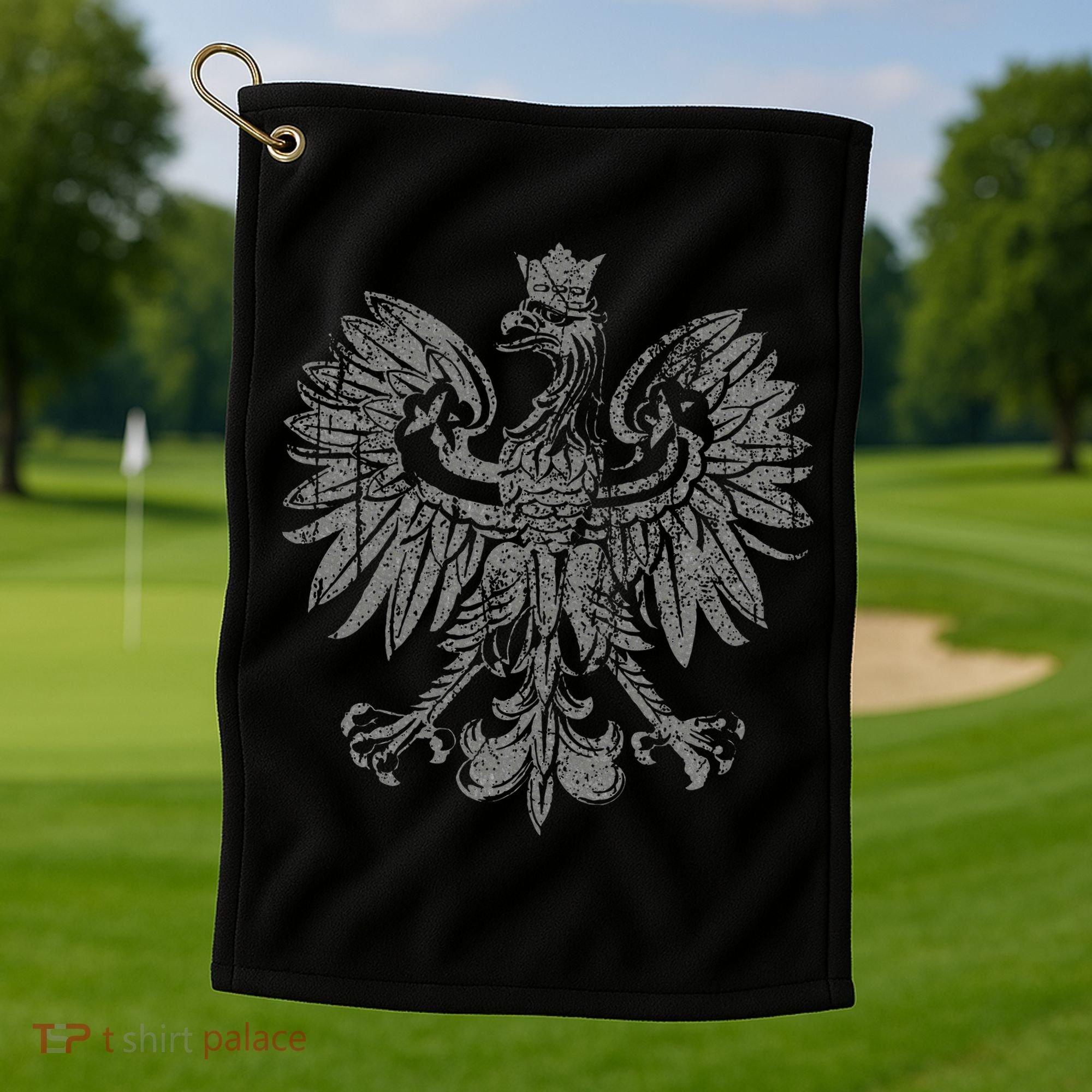 Polish Eagle Poland Coat Of Arms Polish Pride Retro Flag Golf Towel
