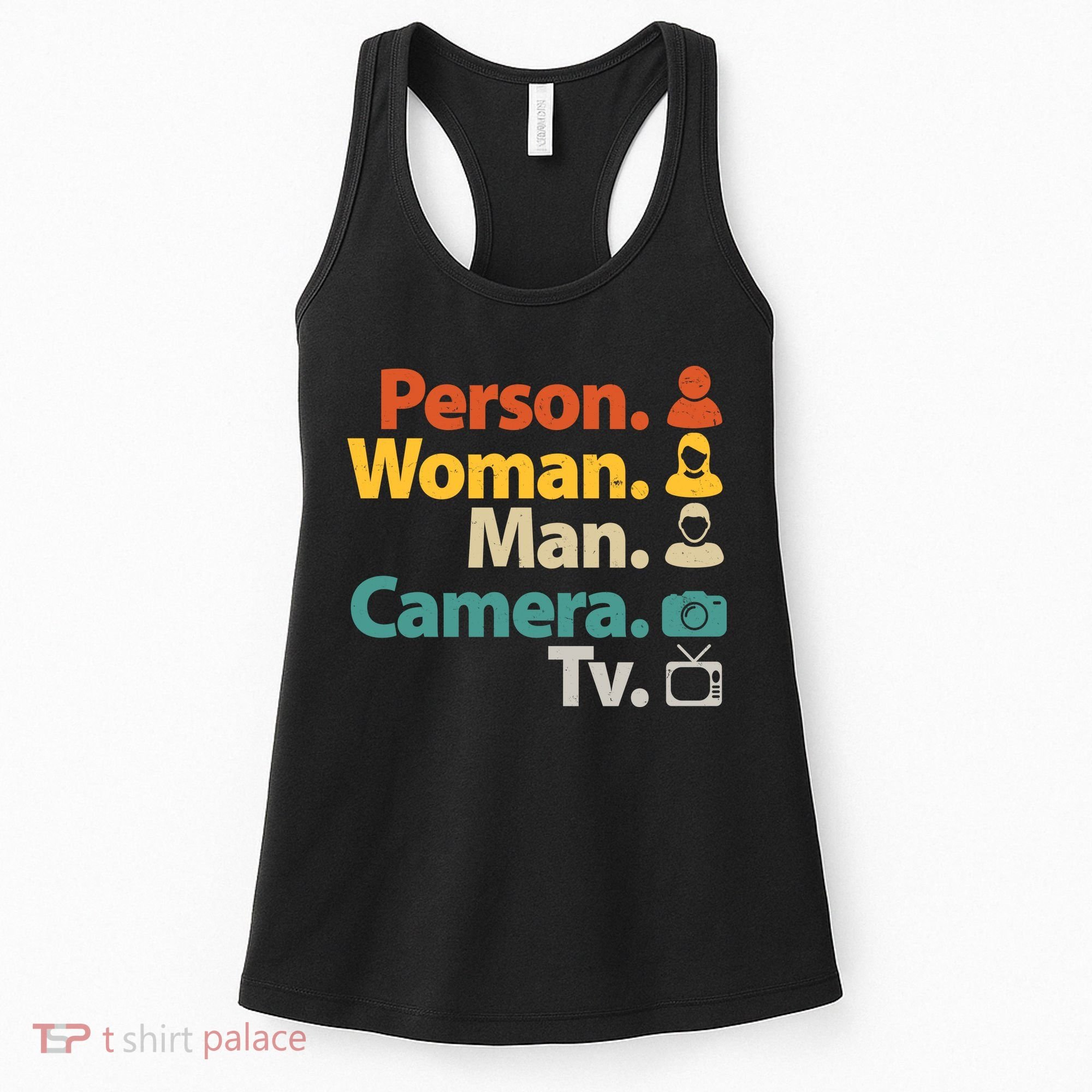 Person Woman Man Camera TV Donald Trump Cognitive Test Women's Tank Top