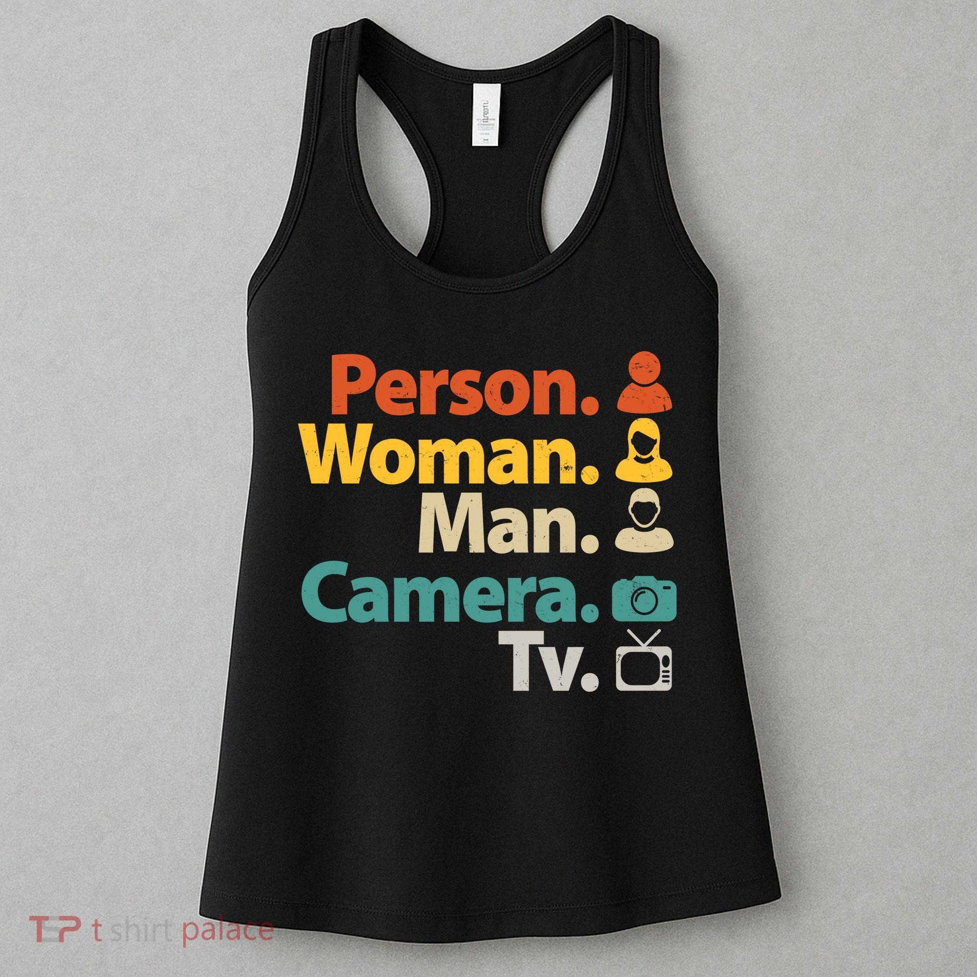 Person Woman Man Camera TV Donald Trump Cognitive Test Women's Tank Top