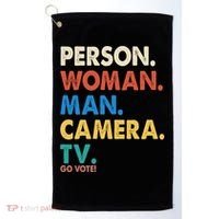 Person Woman Man Camera TV Go Vote Golf Towel thumb 0