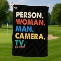 Person Woman Man Camera TV Go Vote Golf Towel thumb 1