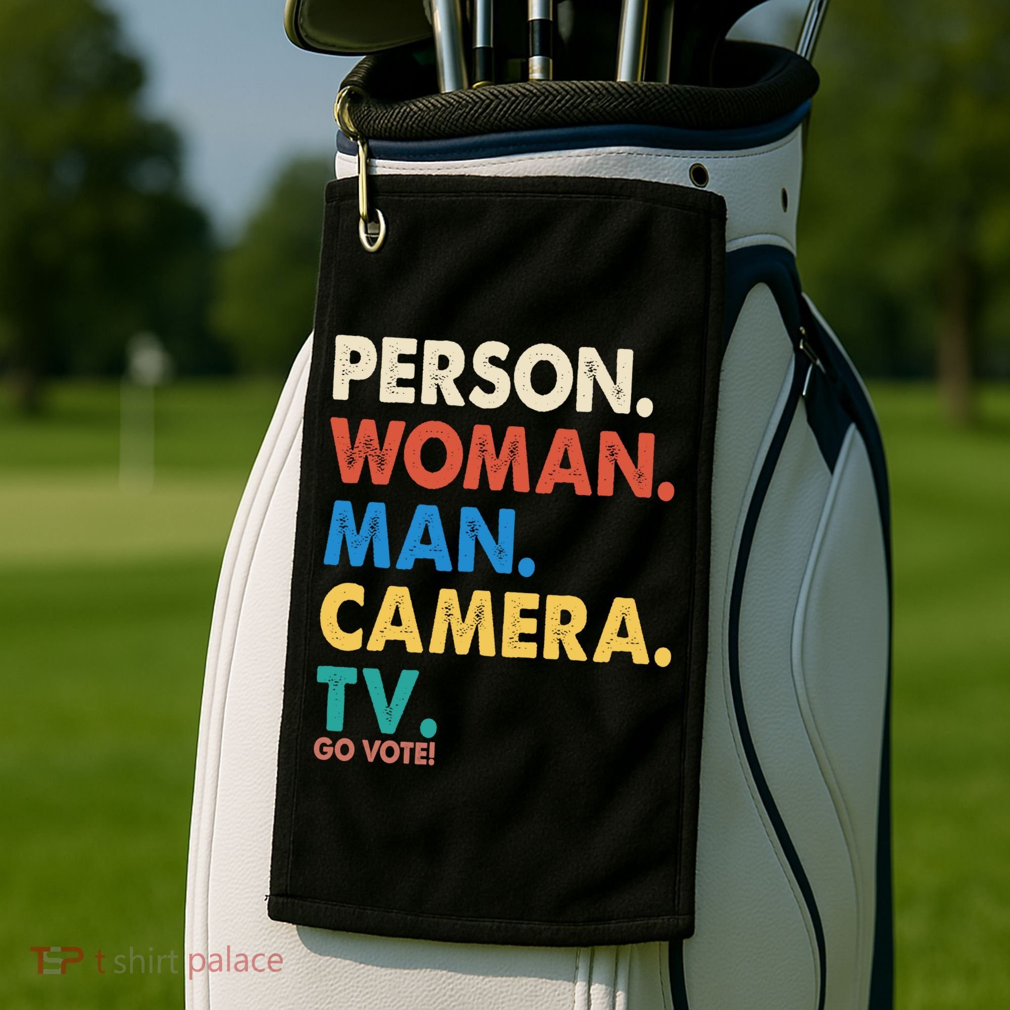 Person Woman Man Camera TV Go Vote Golf Towel