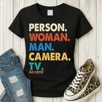 Person Woman Man Camera TV Go Vote Women's T-Shirt thumb 3