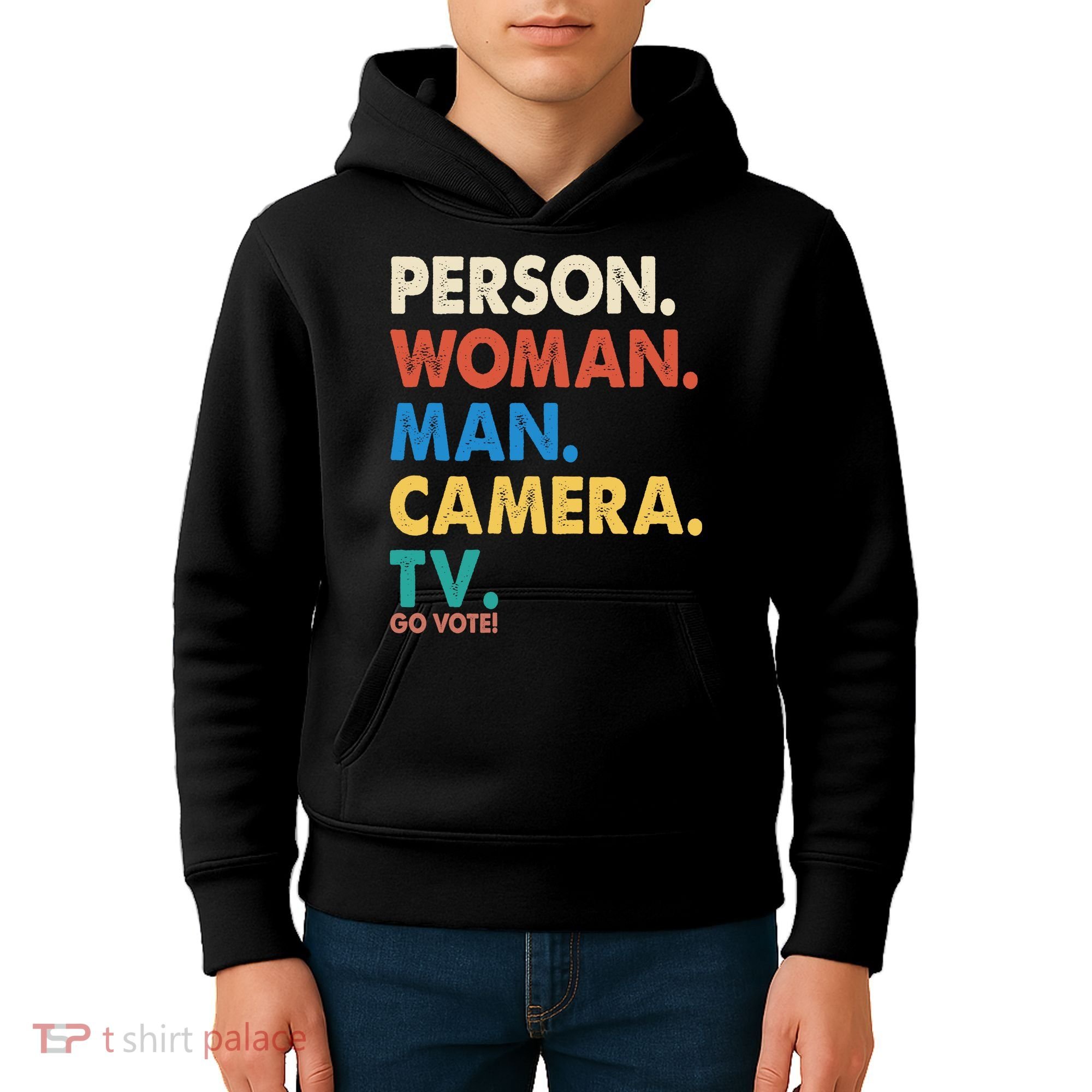 Person Woman Man Camera TV Go Vote Kids Hoodie