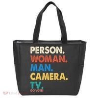 Person Woman Man Camera TV Go Vote Tote Bag thumb 0