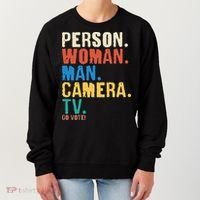 Person Woman Man Camera TV Go Vote Distressed Women's Sweatshirt thumb 0