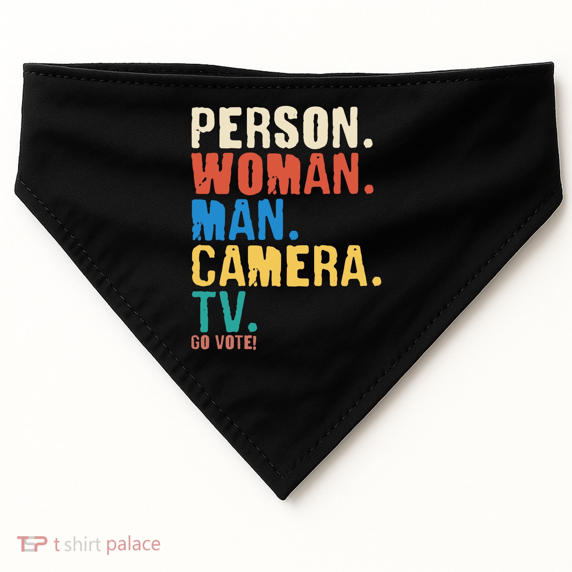 Person Woman Man Camera TV Go Vote Distressed USA-Made Doggie Bandana