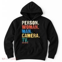 Person Woman Man Camera TV Go Vote Distressed Hoodie thumb 0