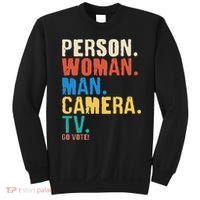 Person Woman Man Camera TV Go Vote Distressed Sweatshirt thumb 0