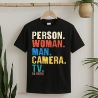 Person Woman Man Camera TV Go Vote Distressed T-Shirt thumb 2