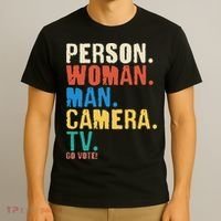Person Woman Man Camera TV Go Vote Distressed T-Shirt thumb 3
