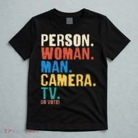 Person Woman Man Camera TV Go Vote Distressed T-Shirt thumb 5