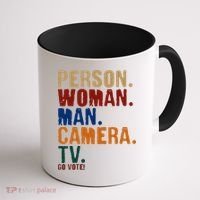 Person Woman Man Camera TV Go Vote Distressed Coffee Mug thumb 1