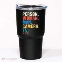 Person Woman Man Camera TV Go Vote Distressed Tumbler thumb 0