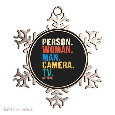 Person Woman Man Camera TV Go Vote Distressed Ornament