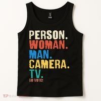 Person Woman Man Camera TV Go Vote Distressed Tank Top thumb 2