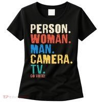 Person Woman Man Camera TV Go Vote Distressed Women's T-Shirt thumb 0