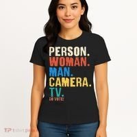 Person Woman Man Camera TV Go Vote Distressed Women's T-Shirt thumb 4