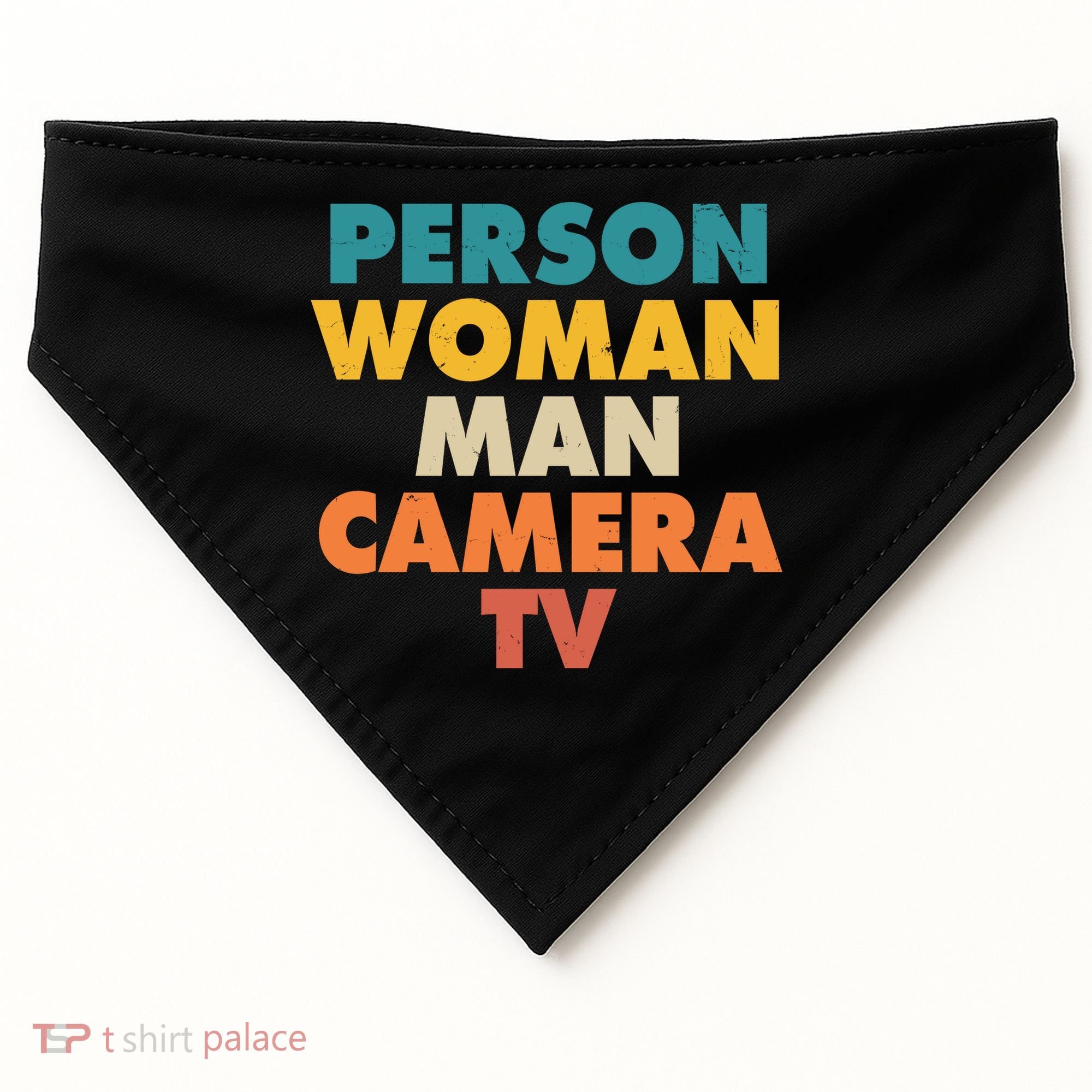 Person Woman Man Camera TV Trump Cognitive Test USA-Made Doggie Bandana