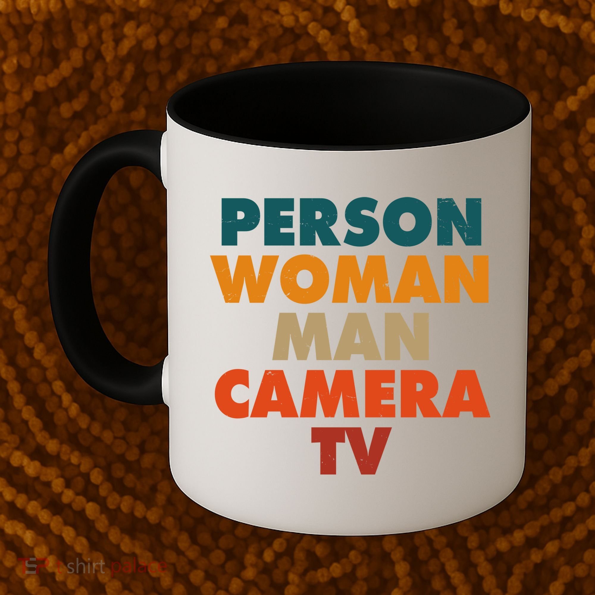 Person Woman Man Camera TV Trump Cognitive Test Coffee Mug