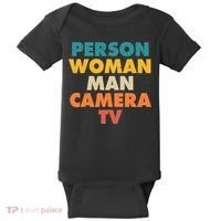 Person Woman Man Camera TV Trump Cognitive Test Baby Bodysuit thumb 0