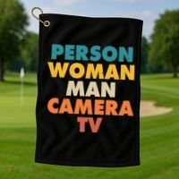 Person Woman Man Camera TV Trump Cognitive Test Golf Towel thumb 1