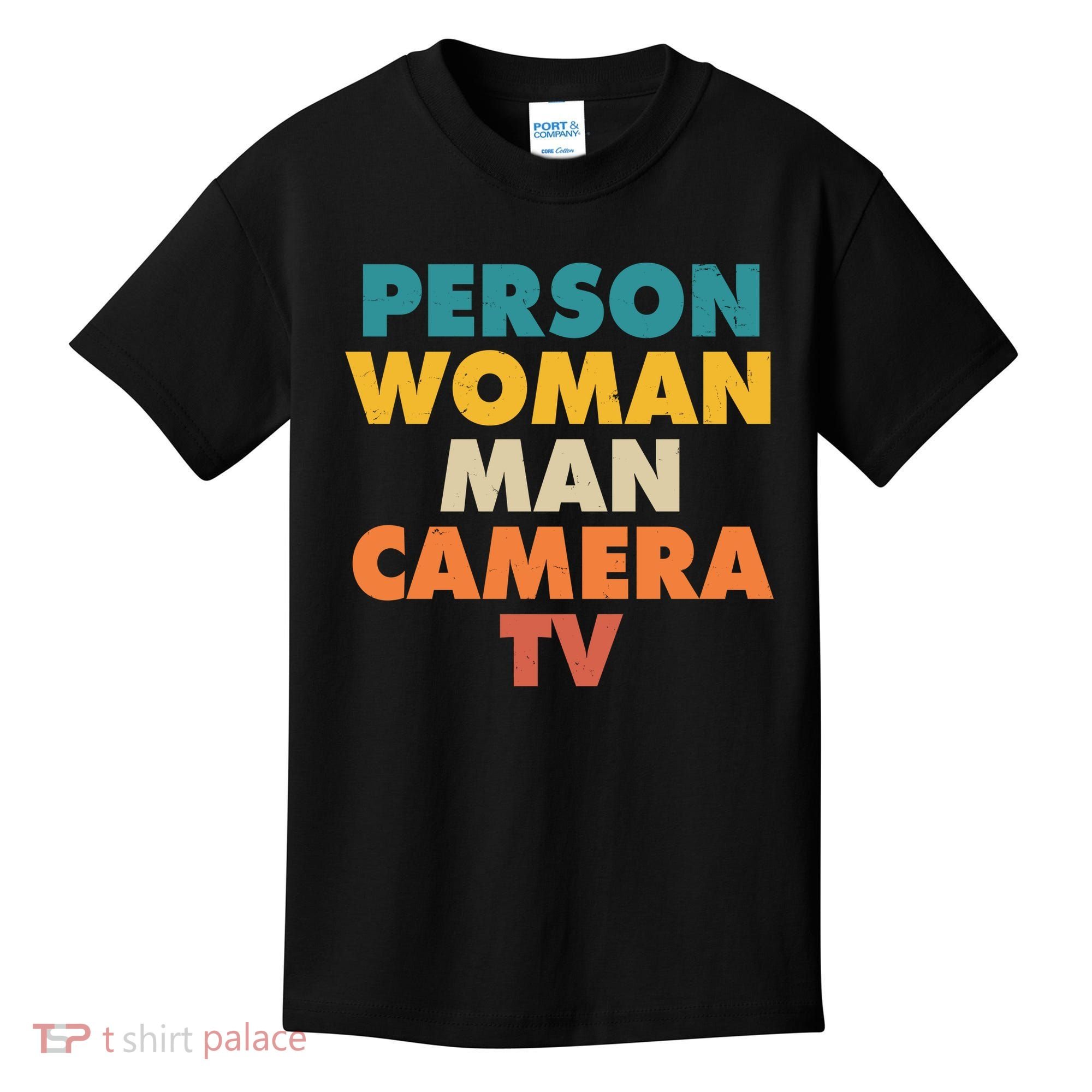 Person Woman Man Camera TV Trump Cognitive Test Kids T-Shirt