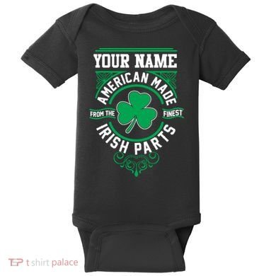Personalize American Made Irish Parts St Patrick's Day Baby Bodysuit