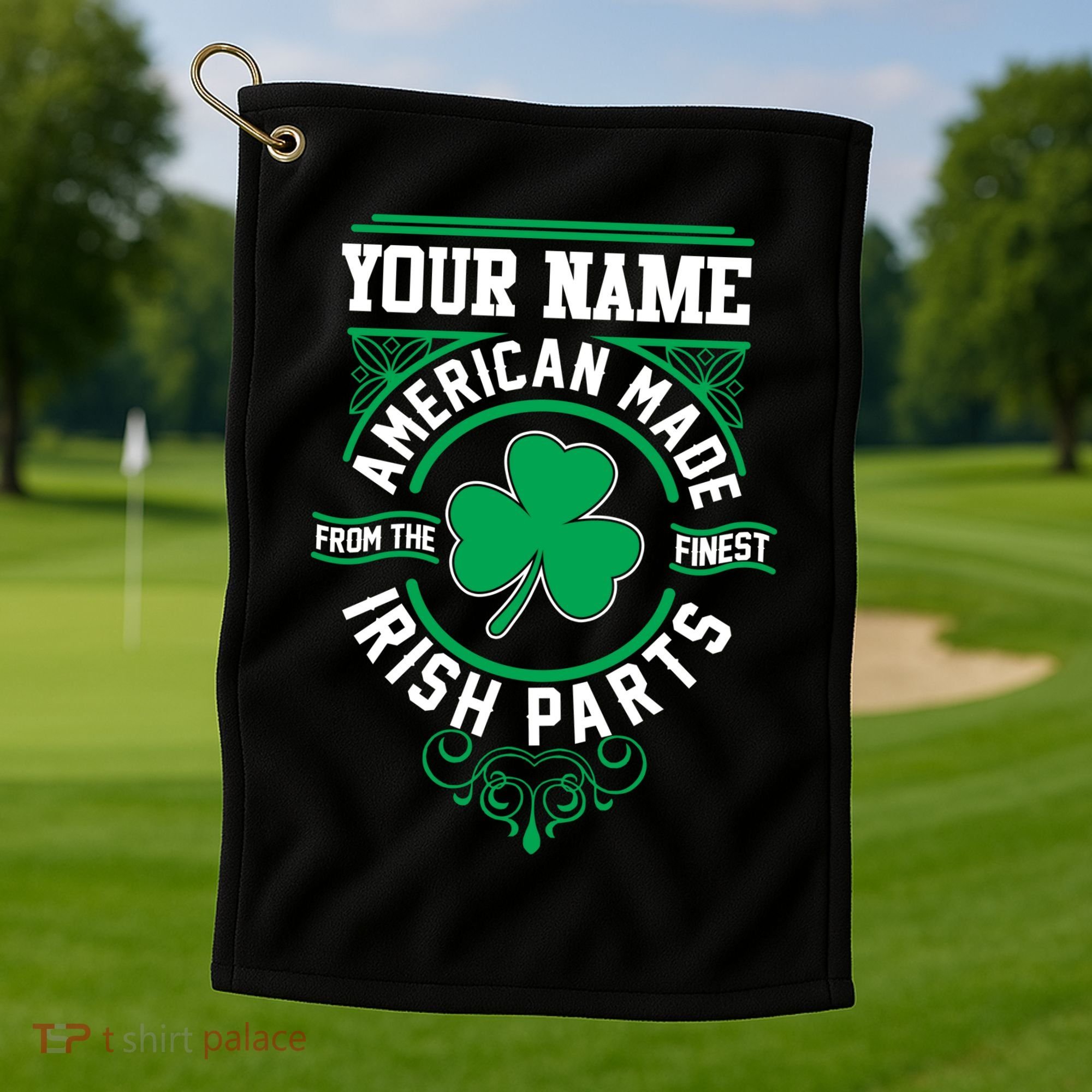 Personalize American Made Irish Parts St Patrick's Day Golf Towel